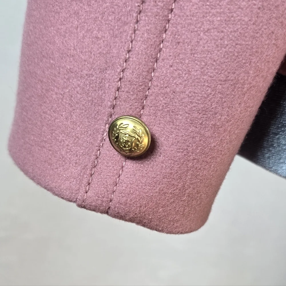 J.Crew Italian Melton Wool Cropped Peacoat Old Money Double Breasted Blazer Sz.2 - Picture 10 of 16